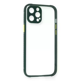 Newface iPhone 12 Pro Miami Şeffaf Silikon Koyu Yeşil Cep Telefonu Kılıfı
