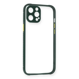 Newface iPhone 12 Pro Miami Şeffaf Silikon Koyu Yeşil Cep Telefonu Kılıfı