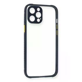 Newface iPhone 12 Pro Miami Şeffaf Silikon Lacivert Cep Telefonu Kılıfı