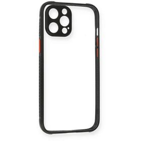 Newface iPhone 12 Pro Miami Şeffaf Silikon Siyah Cep Telefonu Kılıfı