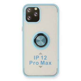 Newface iPhone 12 Pro Montreal Yüzüklü Silikon Kapak Buz Mavi Kılıf
