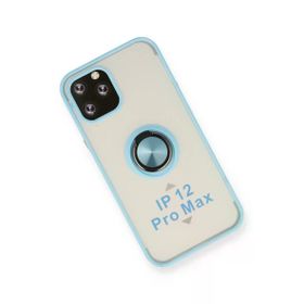 Newface iPhone 12 Pro Montreal Yüzüklü Silikon Kapak Buz Mavi Kılıf