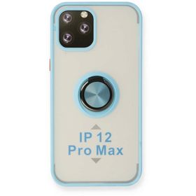 Newface iPhone 12 Pro Montreal Yüzüklü Silikon Kapak Buz Mavi Kılıf