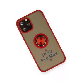 Newface iPhone 12 Pro Montreal Yüzüklü Silikon Kapak Kırmızı Kılıf
