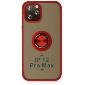 Newface iPhone 12 Pro Montreal Yüzüklü Silikon Kapak Kırmızı Kılıf