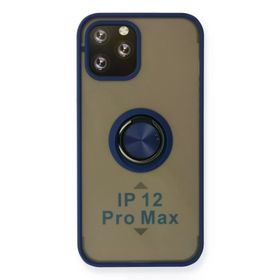 Newface iPhone 12 Pro Montreal Yüzüklü Silikon Kapak - Lacivert Kılıf