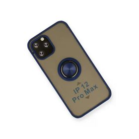 Newface iPhone 12 Pro Montreal Yüzüklü Silikon Kapak - Lacivert Kılıf