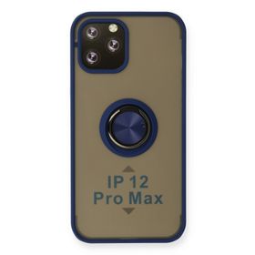 Newface iPhone 12 Pro Montreal Yüzüklü Silikon Kapak - Lacivert Kılıf