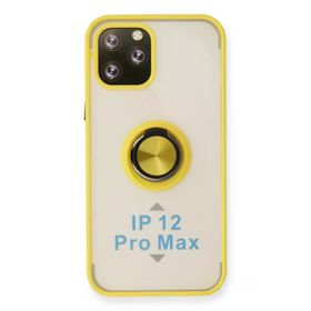 Newface iPhone 12 Pro Montreal Yüzüklü Silikon Kapak Sarı Kılıf