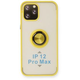 Newface iPhone 12 Pro Montreal Yüzüklü Silikon Kapak Sarı Kılıf