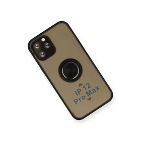 Newface iPhone 12 Pro Montreal Yüzüklü Silikon Kapak Siyah Kılıf