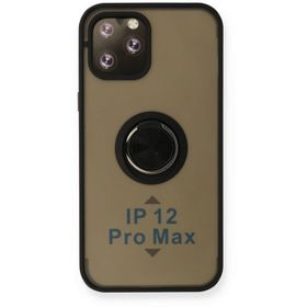 Newface iPhone 12 Pro Montreal Yüzüklü Silikon Kapak Siyah Kılıf