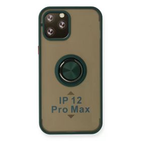 Newface iPhone 12 Pro Montreal Yüzüklü Silikon Kapak Yeşil Kılıf