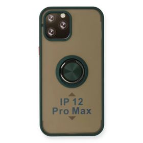 Newface iPhone 12 Pro Montreal Yüzüklü Silikon Kapak Yeşil Kılıf