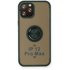 Newface iPhone 12 Pro Montreal Yüzüklü Silikon Kapak Yeşil Kılıf