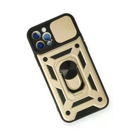 Newface iPhone 12 Pro Pars Lens Yüzüklü Silikon Gold Cep Telefonu Kılıfı