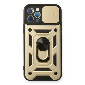 Newface iPhone 12 Pro Pars Lens Yüzüklü Silikon Gold Cep Telefonu Kılıfı