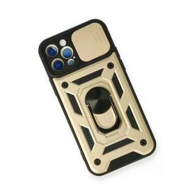 Newface iPhone 12 Pro Pars Lens Yüzüklü Silikon Gold Cep Telefonu Kılıfı
