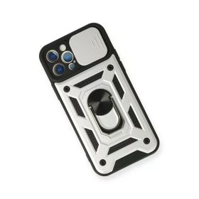 Newface İphone 12 Pro Pars Lens Yüzüklü Silikon Gümüş Cep Telefonu Kılıfı
