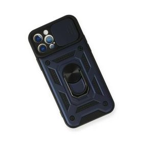 Newface İphone 12 Pro Pars Lens Yüzüklü Silikon Lacivert Cep Telefonu Kılıfı