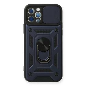 Newface İphone 12 Pro Pars Lens Yüzüklü Silikon Lacivert Cep Telefonu Kılıfı