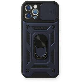 Newface İphone 12 Pro Pars Lens Yüzüklü Silikon Lacivert Cep Telefonu Kılıfı