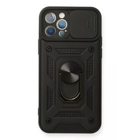 Newface iPhone 12 Pro Pars Lens Yüzüklü Silikon - Siyah Kılıf
