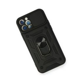 Newface iPhone 12 Pro Pars Lens Yüzüklü Silikon - Siyah Kılıf