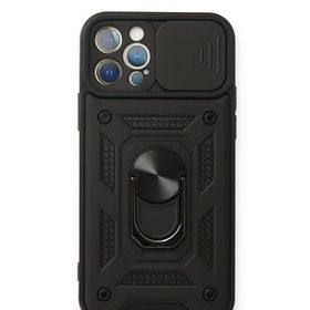 Newface iPhone 12 Pro Pars Lens Yüzüklü Silikon - Siyah Kılıf