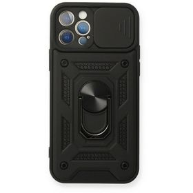 Newface iPhone 12 Pro Pars Lens Yüzüklü Silikon - Siyah Kılıf