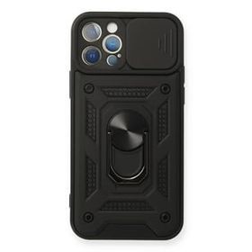 Newface iPhone 12 Pro Pars Lens Yüzüklü Silikon - Siyah Kılıf