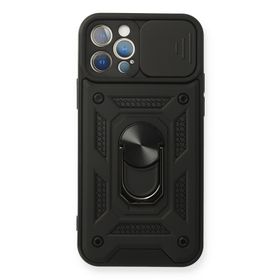 Newface iPhone 12 Pro Pars Lens Yüzüklü Silikon - Siyah Kılıf