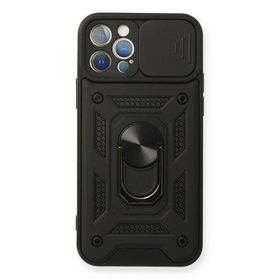 Newface iPhone 12 Pro Pars Lens Yüzüklü Silikon - Siyah Kılıf