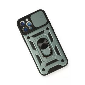 Newface İphone 12 Pro Pars Lens Yüzüklü Silikon Yeşil Cep Telefonu Kılıfı