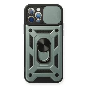 Newface İphone 12 Pro Pars Lens Yüzüklü Silikon Yeşil Cep Telefonu Kılıfı