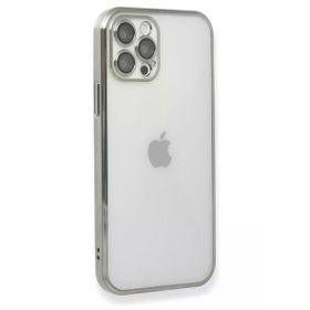 Newface iPhone 12 Pro Razer Lensli Silikon Gümüş Cep Telefonu Kılıfı