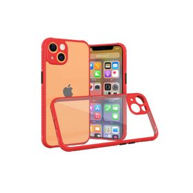 Newface iPhone 13 Mini Miami Şeffaf Silikon Kırmızı Cep Telefonu Kılıfı