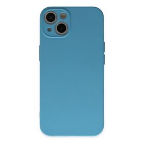 Newface iPhone 13 Mini Nano İçi Kadife Silikon Mavi Cep Telefonu Kılıfı
