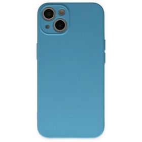 Newface iPhone 13 Mini Nano İçi Kadife Silikon Mavi Cep Telefonu Kılıfı