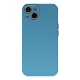 Newface iPhone 13 Mini Nano İçi Kadife Silikon Mavi Cep Telefonu Kılıfı