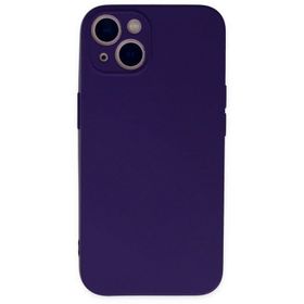 Newface iPhone 13 Mini Nano içi Kadife Silikon Mor Cep Telefonu Kılıfı