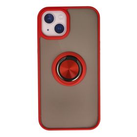 Newface iPhone 13 Montreal Yüzüklü Silikon Kapak Kırmızı Cep Telefonu Kılıfı
