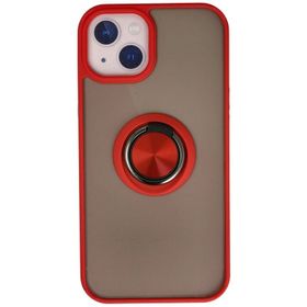 Newface iPhone 13 Montreal Yüzüklü Silikon Kapak Kırmızı Cep Telefonu Kılıfı