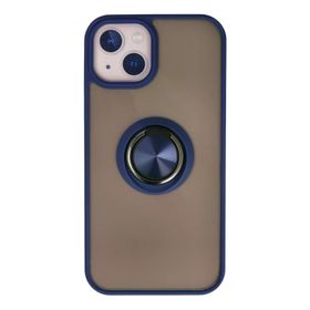 Newface iPhone 13 Montreal Yüzüklü Silikon Kapak Lacivert Cep Telefonu Kılıfı