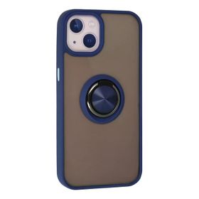 Newface iPhone 13 Montreal Yüzüklü Silikon Kapak Lacivert Cep Telefonu Kılıfı