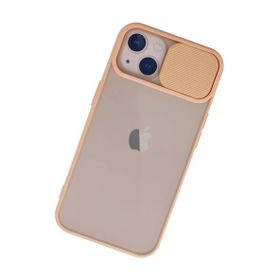 Newface iPhone 13 Palm Buzlu Kamera Sürgülü Silikon Pembe Cep Telefonu Kılıfı