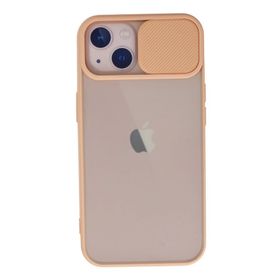 Newface iPhone 13 Palm Buzlu Kamera Sürgülü Silikon Pembe Cep Telefonu Kılıfı