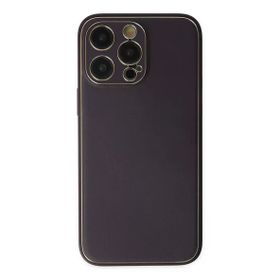 Newface iPhone 13 Pro Coco Deri Silikon Kapak Derin Mor Cep Telefonu Kılıfı