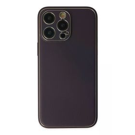 Newface iPhone 13 Pro Coco Deri Silikon Kapak Derin Mor Cep Telefonu Kılıfı