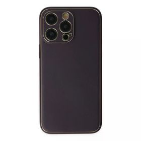 Newface iPhone 13 Pro Coco Deri Silikon Kapak Derin Mor Cep Telefonu Kılıfı